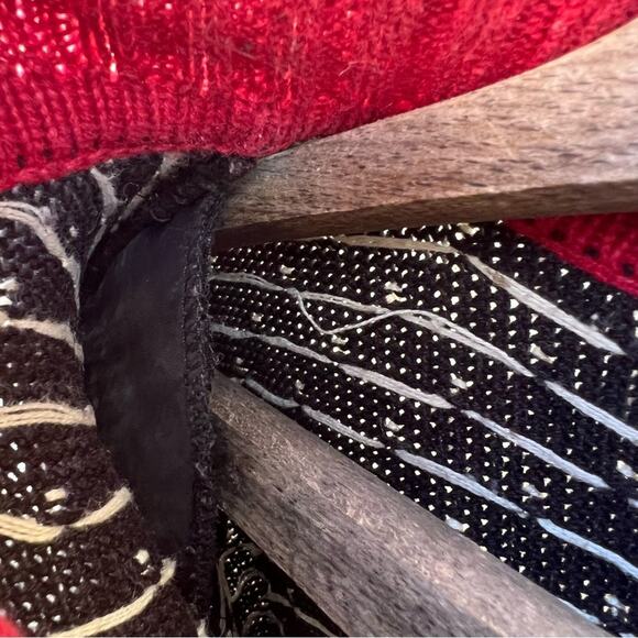 Vintage 90s Red Black Snowflake Christmas Fair Isle Turtleneck Tunic Sweater - Picture 6 of 6